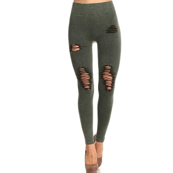 Pants - Moto Texture Detailed Seamless Tights